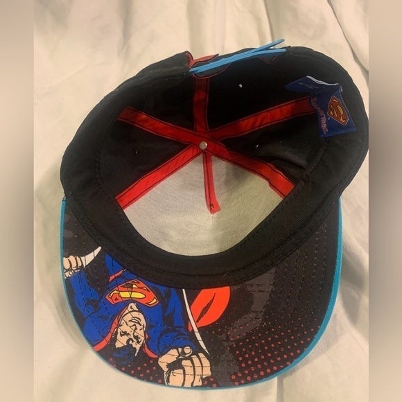 DC Comics SUPERMAN Red & Blue Silicone Logo HIP-HOP HAT CAP Adult OSFM SnapBack - Picture 2 of 3